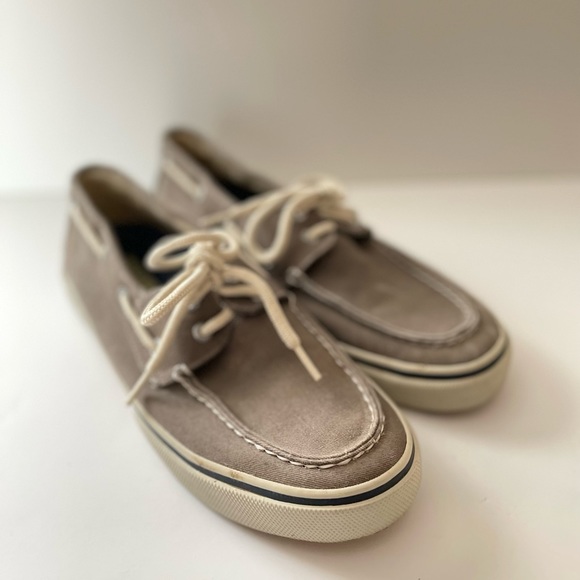 SPERRY Topsider Canvas Boat Shoes Men's 9M Gray/Taupe - Picture 1 of 7